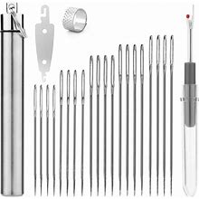 Mr. Pen- Large Eye Needles For Hand Sewing, 25 Pcs, Assorted Sizes With Aluminium Storage Tube, Sewing Needles, Needles For Sewing, Embroidery