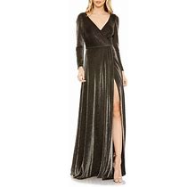 Mac Duggal Sparkle Long Sleeve Gown In Black Gold At Nordstrom, Size 16