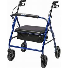 Lumex Walkabout Imperial Bariatric Rollator With Seat - Extra-Wide 19.5" Seat With 450 Lb. Weight Capacity & Large 8" Wheels - Blue, RJ4405B