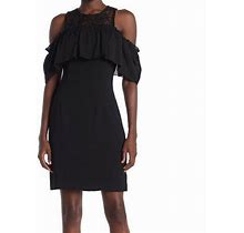 Trina Turk Black Cold Shoulder Mini Dress Size 0 Crochet Boho