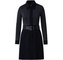 Akris Women's Contrast Trim Belted Shirtdress - Black Charcoal - Size 10