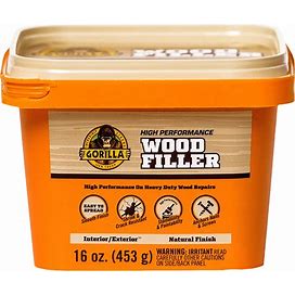 Gorilla All Purpose Wood Filler, 16 Ounce Tub, Natural (Pack Of 1)