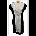 Dots Dresses | Dots Womens Knit Midi Sheath Dress V-Neck Large | Color: Black/White | Size: L