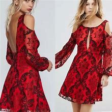 Free People Dresses | Free People Want 2 Want Me Embroidered Mini Dress | Color: Red | Size: 6