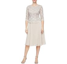 Alex Evenings Faux Two-Piece Cocktail Dress In Taupe At Nordstrom, Size 14