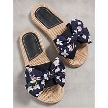 Women's Bow Slide Sandals, Comfy Open Toe Slip On Shoes, Women's Casual Summer Shoes,CN38
