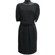 P Luca Milano Black Dress Self-Belted Sz M