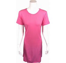 Isaac Mizrahi Women's Crew Neckline Regular Solid Knit Dress Pink