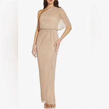 Adrianna Papell Dresses | Adriana Papell Formal Taupe Metallic One Shoulder Gown | Color: Cream | Size: 4