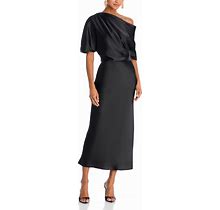 Amsale Women's Draped Pencil Midi Dress - Black - Size 12