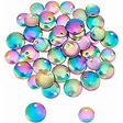 Unicraftale 60Pcs Sizes 8/10mm Vacuum Plating Pendants Stainless Steel Stamping Blank Tag Charms Flat Round Pendants Multi-Color Charms For Diy Jewelr