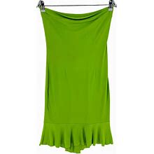Laura Conti Green Sleeveless Off The Shoulder High Low Shift Dress Size S
