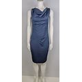 Venus - Women's Blue Cowl Neck Stretch Knit Sheath Dress - Size Xs
