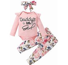 0-3 Months Baby Girl Clothes Newborn Baby Girl Winter Outfits Long Sleeve Ruffle Romper Pants Set Infant Baby Clothes For Girl 0-3 Months Pink