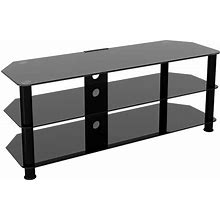 Group Classic Corner Glass Tv Stand With Cable Management Up To 60" Screen Siz