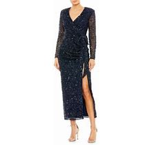 Mac Duggal Women's Sequined Surplice Cocktail Dress - Midnight - Size 10
