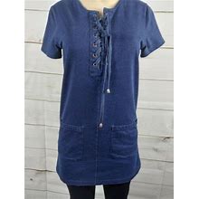 Forever 21 Womens Dress Size Small Lace Up Front Pockets Short Sleeve