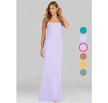 Azazie Sheath/Column Square Floor-Length Chiffon Bridesmaid Dresses, Lilac , Size A4-Azazie Tayla