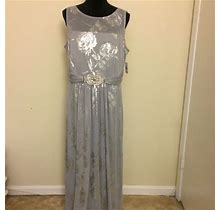 Msk Dresses | Nwot Msk Silver/Grey Foil Belted Dress | Color: Gray | Size: 14