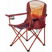 Ozark Trail Oversized Camp Chair With Cooler, Ombre Mountains Design, Red And Orange