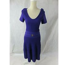Versace Purple Short Sleeve Belted Dress Size 42