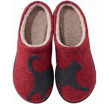 Women's Daybreak Scuff Slippers, Motif Deepest Red/Charcoal Cat 11 M(B), Rubber/Wool | L.L.Bean