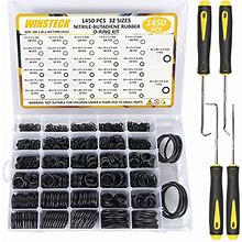 1450 PCS 32 Size Rubber O Ring Set, O Ring Assortment Kit With Pick & Hook Set, Universal Rubber Pressure Washer O Rings Kit For Hose, Faucet, Automo