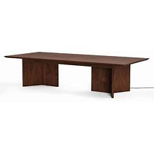 Dietrich Extra Wide Communal Table With Power, 120", With 2 Power: Natural Walnut On Walnut -120X52 | Williams Sonoma