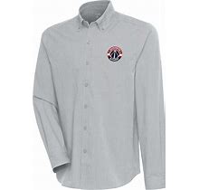 Men's Antigua Heather Gray Washington Wizards Compression Button-Down Shirt Size: M