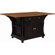 Slater 2-Drawer Kitchen Island In Black And Cherry By Coaster