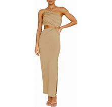 ANRABESS Womens Summer One Shoulder Sleeveless Maxi Dress Cutout Sexy Bodycon Semi Formal Party Dresses