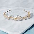 Oriamour Bridal Headband Rhinestone Hair Band Bridal Headpieces For Bride Hair Jewelry Accessories (Gold)