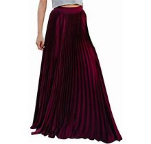 B91xz Women's Soft Maxi Skirt Modest Cotton Stretch Long Maxi Pencil Skirt,Wine L