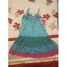 Youngland Girls 6X Turquoise Floral Summer Sun Dress