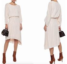 Joie Dresses | $466 Joie Gabisa Asymmetric Striped Voile Dress Pastel Pink 6 m | Color: Cream/Tan | Size: 6
