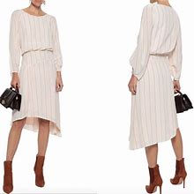 Joie Dresses | $466 Joie Gabisa Asymmetric Striped Voile Dress Pastel Pink 6 m | Color: Cream/Tan | Size: 6