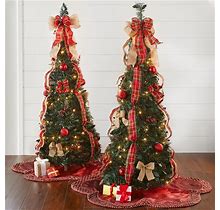 Fully Decorated Pre-Lit 4' Pop-Up Christmas Tree By Brylanehome In Plaid