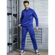 Men Quarter Zip Sports Jacket & Pants Sports Set, Athletic Suit, Tracksuit,S