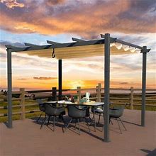 Kozyard Atlantics Outdoor Retractable Pergola W/ Sun Shade Canopy 10' X 13' Metal In Brown | 94.8 H X 156 W X 115.2 D In | Wayfair