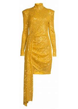 One33 Social Women's Sequined Mockneck Mini Dress - Gold - Size 00