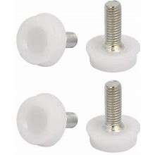 m8x20mm Plastic Base Furniture Glide Leveling Foot White Silver Tone