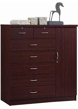 7-Drawer Mahogany Chest Of Drawers With Door