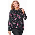 Plus Size Women's French Terry Sweatshirt By Woman Within In Black Rose (Size 1X)