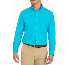 Lands' End Men's Teal Solid Dress Shirt, Turquoise, 16-16.5 34/35