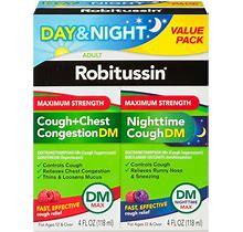 Robitussin Cough Medicine For Adults Day And Night - 8 Oz