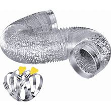 Steelsoft Heavy Duty Dryer Vent Duct Hose 4 Inch 10 FT,Extra Thick Aluminum Foil Flexible Transition Duct Kit With Collars,Easy Installation