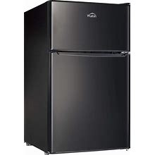 Walsh Compact Refrigerator, Dual Door Fridge, Adjustable Mechanical Thermostat With Freezer, Reversible Doors, 3.1 Cu.Ft, Black