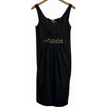 Vince Dresses | Vince 100% Wool Shift Dress Sleeveless Scoop Neck Gem Stones Detail Gray Medium | Color: Black/Gray | Size: M