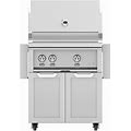 Hestan 30" Natural Gas Grill W/ Rotisserie On Double Door Tower Cart - Steeletto - GABR30-NG-SS - GABR30-NG-SS + GCD30-SS