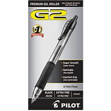Pilot 31002 G2 Premium Black Ink With Translucent Barrel 0.5mm Roller Ball Retractable Gel Pen - 12/Pack